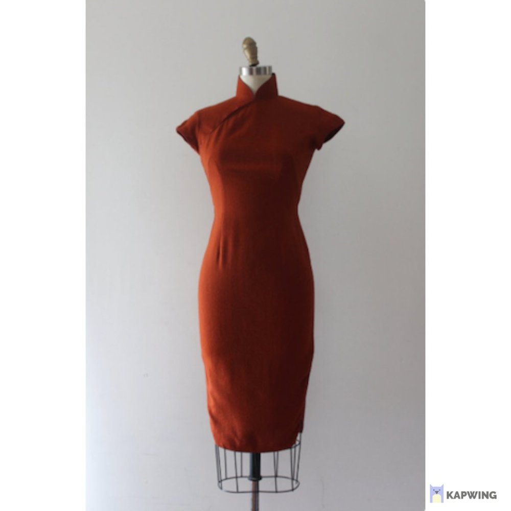 Vintage 1950s Wool Cheongsam Dress